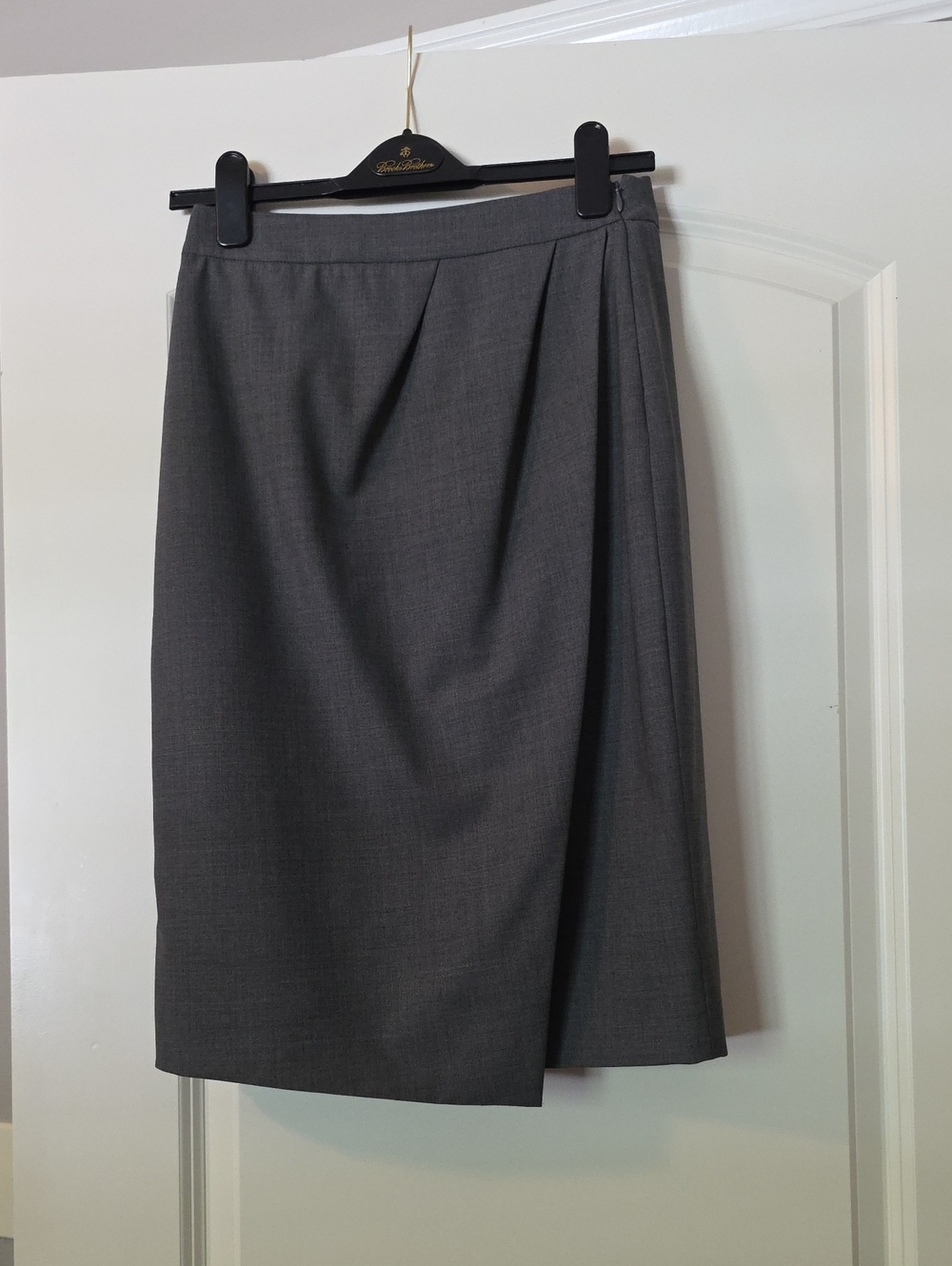 Brooks Brothers Charcoal Wrap-Detail Midi Skirt